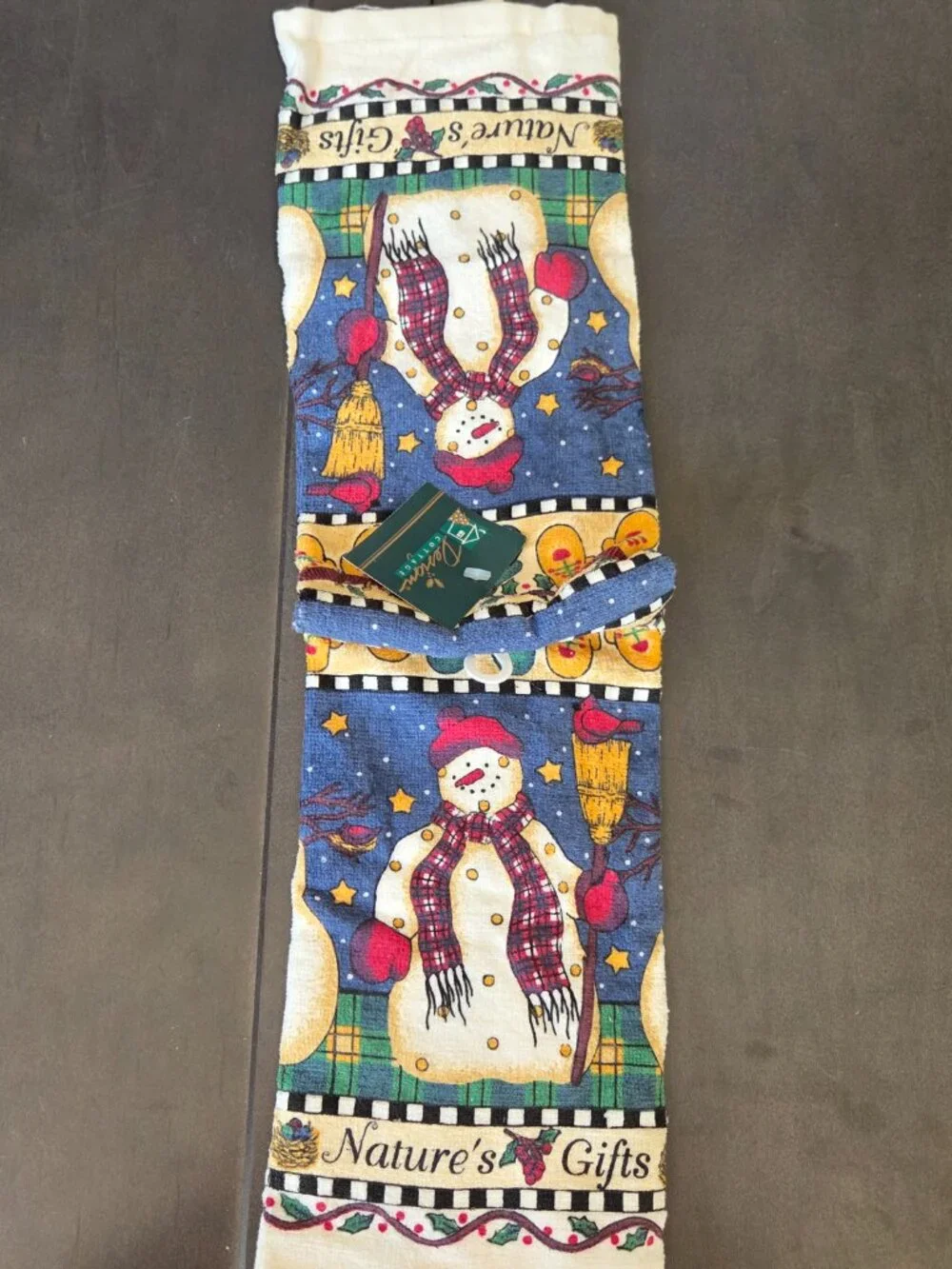 Cute Snowman Kitchen Towel Set By Design Cottage NWT